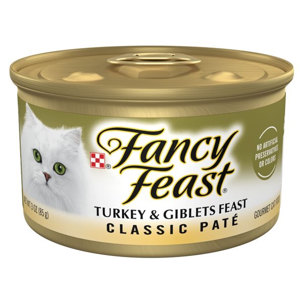 Purina Fancy Feast Pate Turkey and Giblets Feast Classic Grain Free Wet Cat Food Pate, 3 oz Can