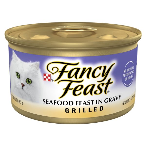 Purina Fancy Feast Seafood Feast in Gravy Grilled Wet Cat Food, 3 oz Cans (24 Pack)