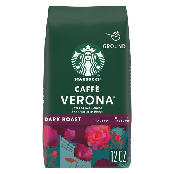 Starbucks Caffè Verona, Ground Coffee, Dark Roast Hot or Iced Coffee, 12 oz