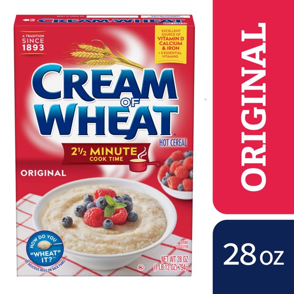 Cream of Wheat 2.5 Minute Hot Cereal, Original Flavor, Kosher, Shelf-Stable, 28 oz Box