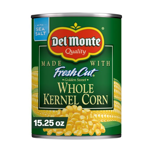 Del Monte Fresh Cut Golden Sweet Whole Kernel Corn, Canned Vegetables, 15.25 oz Can