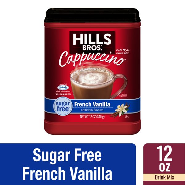 Hills Bros. Sugar-Free French Vanilla Cappuccino Instant Coffee Mix, 12 Ounce Canister