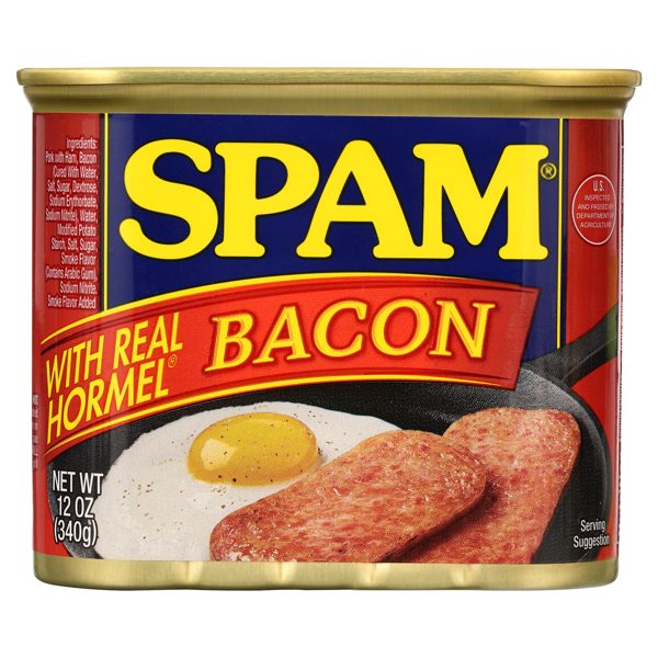 SPAM with Real HORMEL Bacon, 12 oz Aluminum Can, Canned Meats, 7 G Protein per Serving