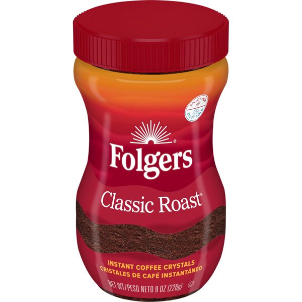 Folgers Classic Roast Instant Coffee, 8 oz Jar