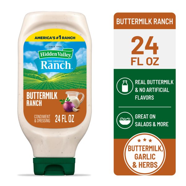 Hidden Valley Buttermilk Ranch Salad Dressing & Condiment, 24 fl oz Squeeze Bottle