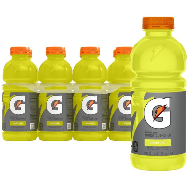 Gatorade Thirst Quencher Electrolyte Sports Drink, Lemon Lime, 20 fl oz, 8 Count Bottles