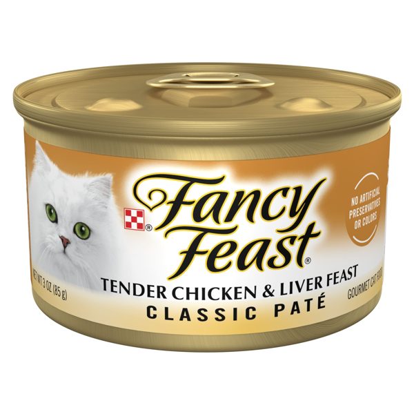 Purina Fancy Feast Tender Chicken and Liver Feast Classic Grain Free Wet Cat Food Pate, 3 oz Can