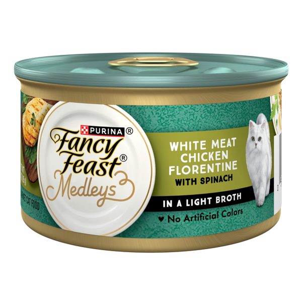 Purina Fancy Feast Medleys Wet Cat Food, Chicken Florentine & Spinach, 3 oz Cans