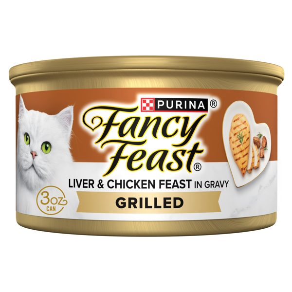 Purina Fancy Feast Grilled Liver and Chicken Feast Gourmet Wet Cat Food in Savory Gravy, 3 oz Can