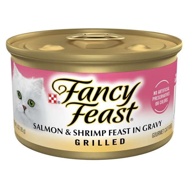 Purina Fancy Feast Salmon & Shrimp in Gravy Grilled Wet Cat Food, 3 oz Cans (24 Pack)