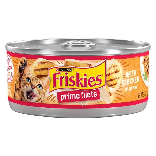 Purina Friskies Prime Filet, Chicken in Gravy, Wet Cat Food, 5.5 oz Can,