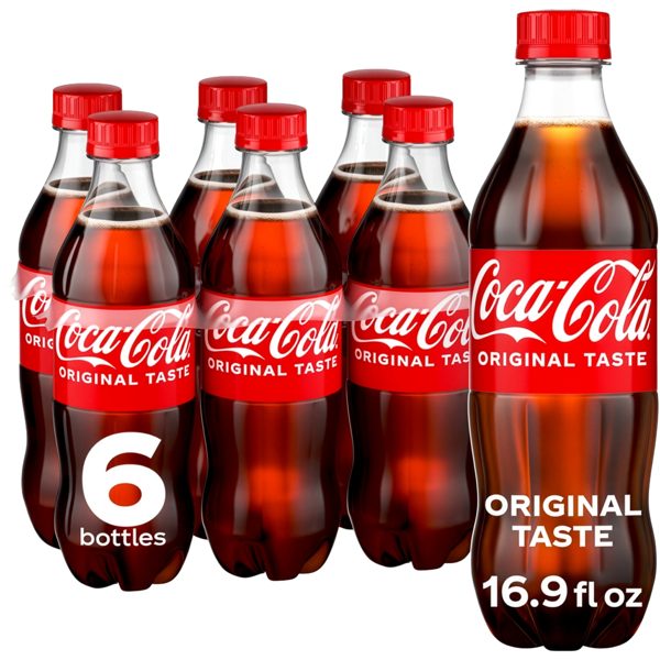 Coca-Cola Soda Pop Bottles, 16.9 fl oz, 6 Pack