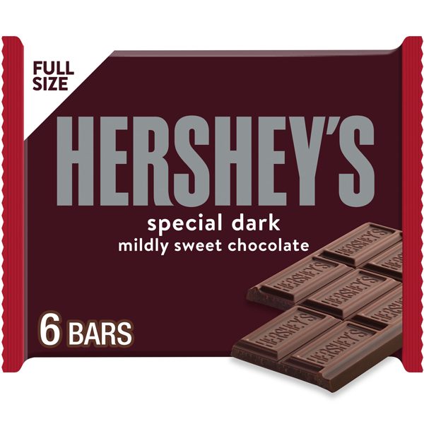 Hershey's Special Dark Mildly Sweet Chocolate Candy, Bars 1.45 oz, 6 Count