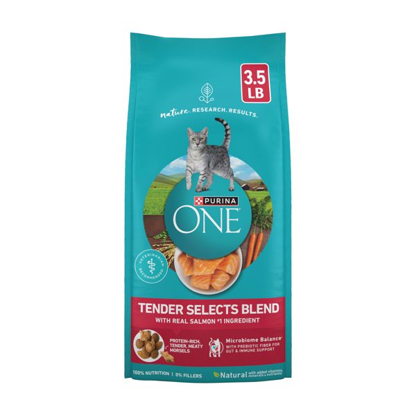 Purina ONE Tender Select Blends Dry Cat Food, Salmon, 3.5 lb Bag