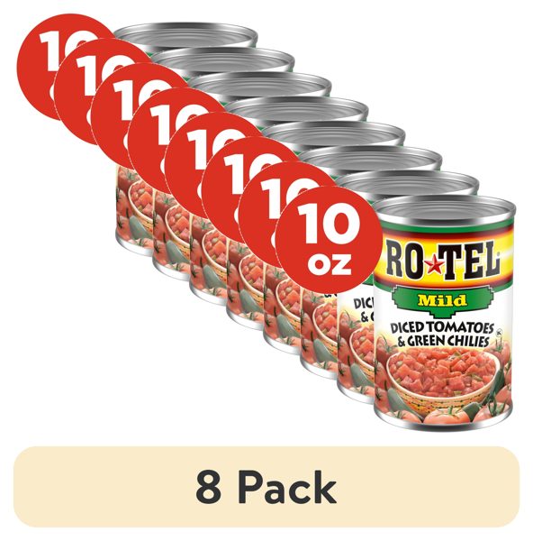 (8 pack) ROTEL Mild Diced Tomatoes and Green Chilies, 10 oz