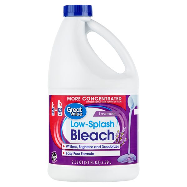 Great Value Low-Splash Laundry Bleach, Lavender Scent, 81 fl oz