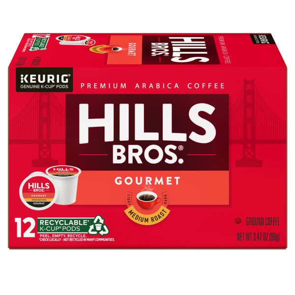 Hills Bros. Gourmet Blend 100% Arabica Medium Roast, K-Cup® Coffee Pods, 12-Count Box