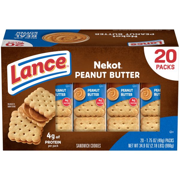 Lance Nekot Peanut Butter Sandwich Cookies Snack Packs, 20 Count 1.75 oz