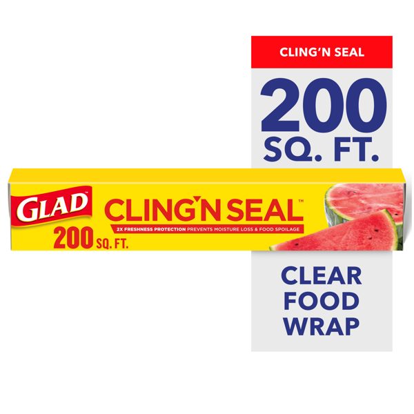 Glad Cling'N Seal Food Wrap, 200 sq ft Roll