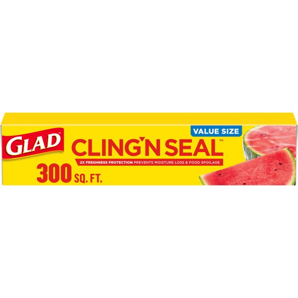 Glad Cling'N Seal Food Wrap, 300 sq ft Roll