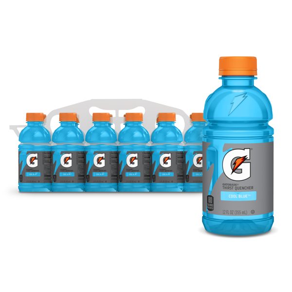 Gatorade Thirst Quencher Electrolyte Sports Drink, Cool Blue, 12 fl oz, 12 Count Bottle