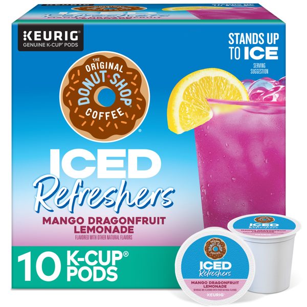The Original Donut Shop, Iced Refreshers Mango Dragonfruit Lemonade Flavor K-Cup Pods, 10 Count