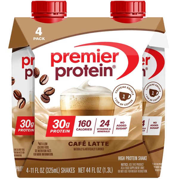 Premier Protein Shake, Café Latte, 30g Protein, 11 fl oz, 4 Ct