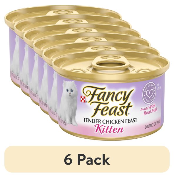 (6 pack) Purina Fancy Feast Kitten Food, Wet Cat Food, Chicken Feast & Milk, 3 oz Can