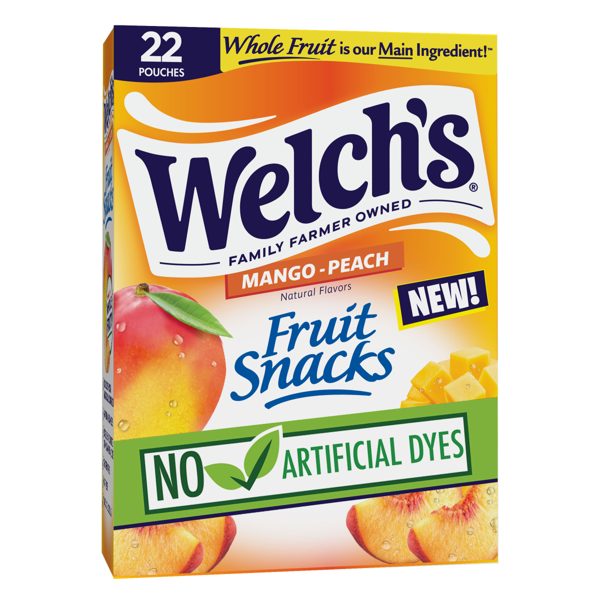 Welch's Fruit Snacks, Mango-peach, Soft Gluten Free Kids Snacks, 0.8 oz, 22 Count