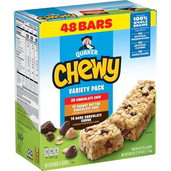 Quaker Chewy Granola Bars Variety Pack, 0.84 oz 48 Count