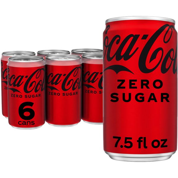 Coca-Cola Zero Sugar Soda Pop Mini Cans, 7.5 fl oz, 6 Pack