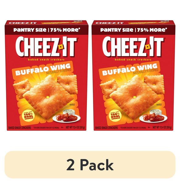 (2 pack) Cheez-It Buffalo Wing Cheese Crackers, Baked Snack Crackers, 12.4 oz