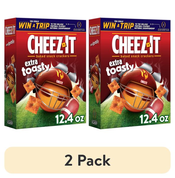 (2 pack) Cheez-It Extra Toasty Baked Snack Crackers, Baked Snack Crackers, 12.4 oz