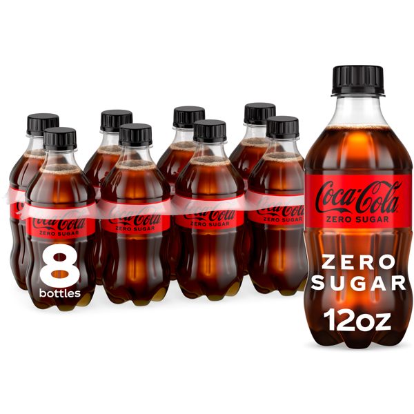 Coca-Cola Zero Sugar Soda Pop Bottles, 12 fl oz, 8 Pack