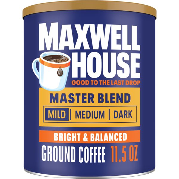 Maxwell House Master Blend Mild Roast Ground Coffee, 11.5 oz Canister