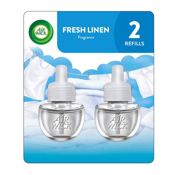 Air Wick Plug-in Scented Oil Warmer Air Freshener Refills, Fresh Linen, 2 Count
