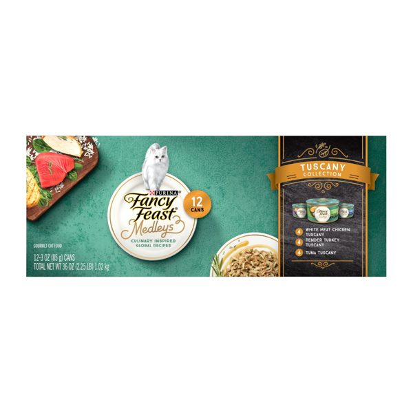 Purina Fancy Feast Medleys Tuscany Collection Wet Cat Food Variety Pack, 3 oz Cans (12 Pack)