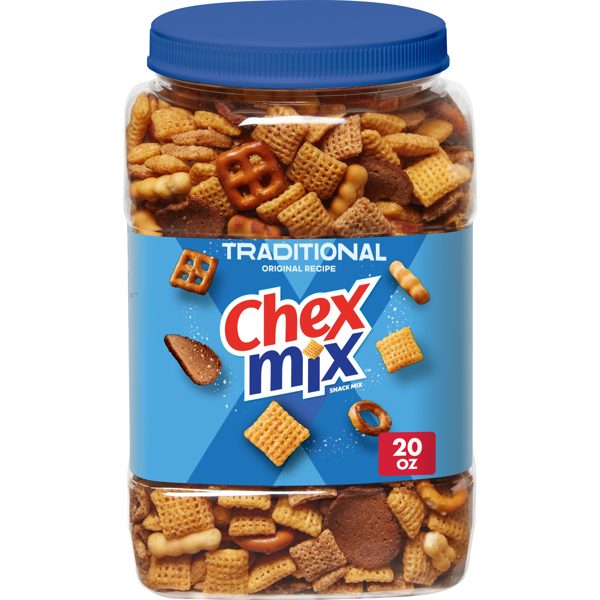 Chex Mix Traditional Original Recipe Snack Mix, Salty Snacks Tub, 20 oz