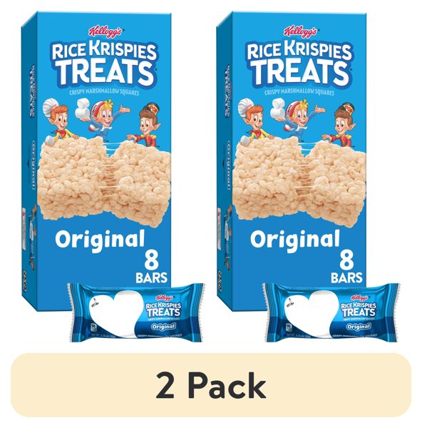 (2 pack) Rice Krispies Treats Original Chewy Crispy Marshmallow Squares, Kids Snacks, 6.2 oz, 8 Count