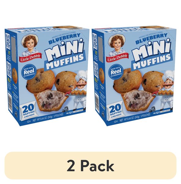 (2 pack) Little Debbie Blueberry Mini Muffins, 8.44 oz (5 Count)