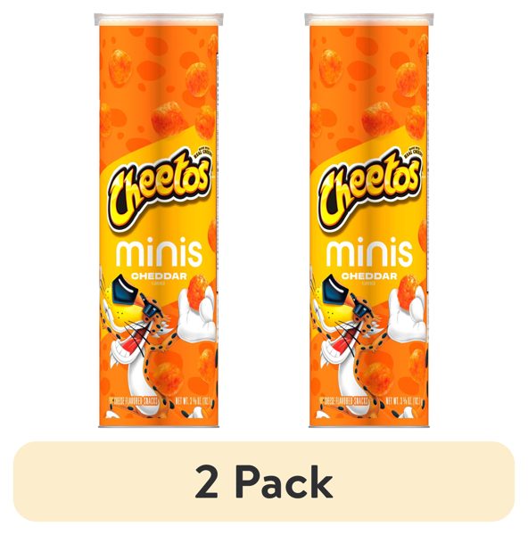 (2 pack) Cheetos Minis Cheddar Flavored Snack Chips, 3.625 oz, Canister