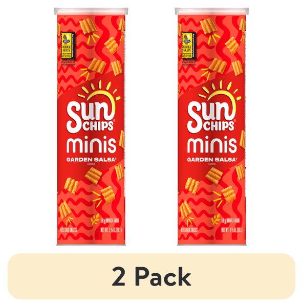 (2 pack) SunChips Minis Garden Salsa Flavored Canister, 3.75 oz