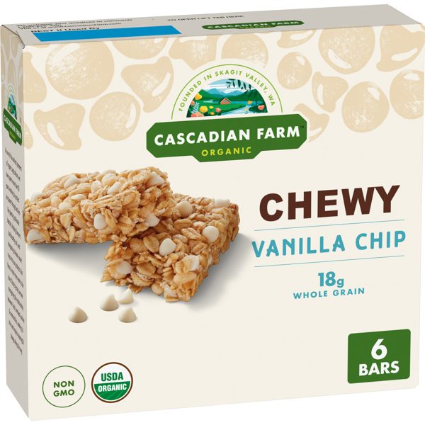 Cascadian Farm Organic Vanilla Chip Chewy Granola Bars, 6 Bars, 7.4 oz.