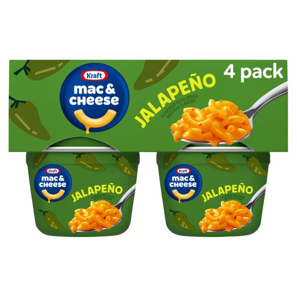 Kraft Mac and Cheese, 4 Cups, for Easy Dinner or Dinner Sides, Jalapeño Flavored with Other Natural Flavors, No Artificial Flavors, Preservatives or Dyes, 2.05 oz
