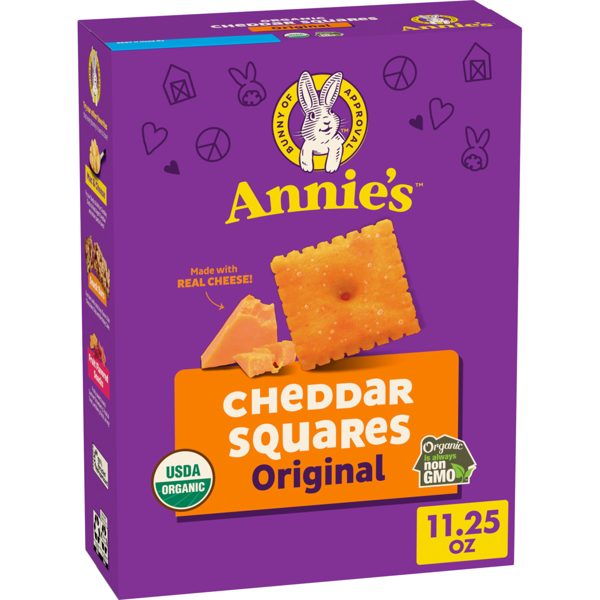 Annie's Organic Cheddar Squares Baked Snack Crackers, Made with Real Cheese, 11.25 oz