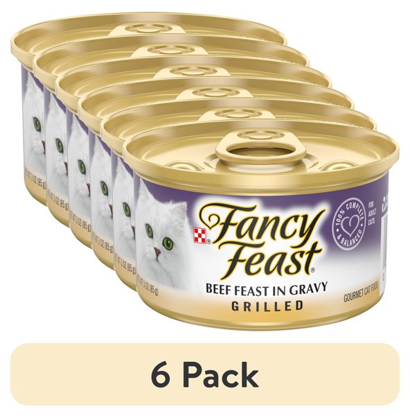 (6 pack) Purina Fancy Feast Beef Feast in Gravy Grilled Wet Cat Food, 3 oz Can