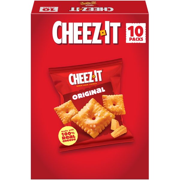 Cheez-It Baked Snack Crackers, Lunch Snacks, Grab and Go, Original, 10oz Box (10 Packs)