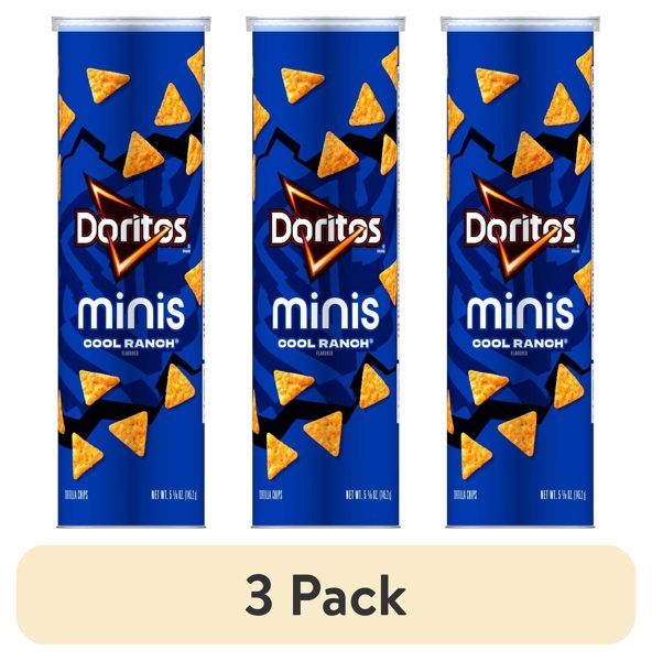 (3 pack) Doritos Minis Tortilla Chips Cool Ranch Flavored, 5.125 oz, Canister