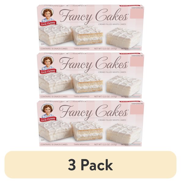 (3 pack) Little Debbie Fancy Cakes, Crème Filled White Cakes, 12.5 oz (10 count)