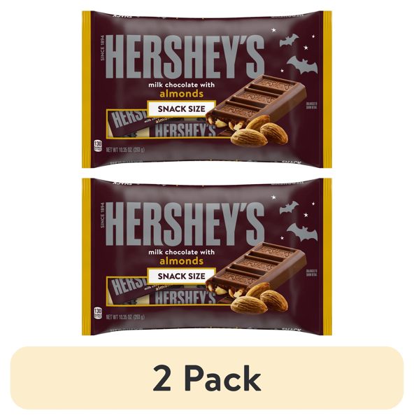 (2 pack) Hershey's Milk Chocolate with Almonds Snack Size, Halloween Candy Bag, 10.35 oz